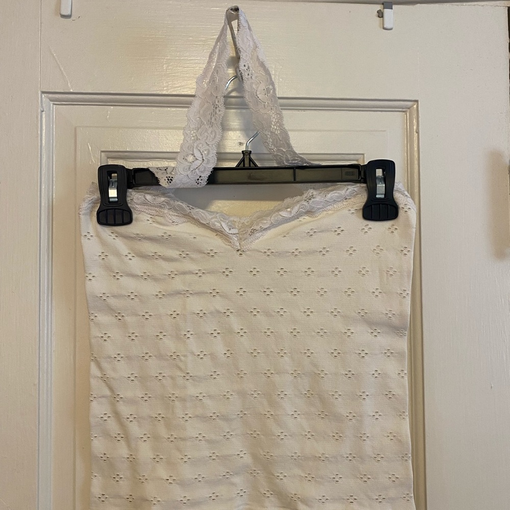 Free People White Lace Halter Top